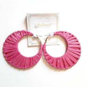 Princess Accessories Hot Pink Raffia Earrings